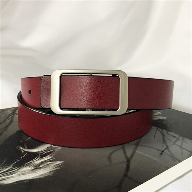 New Smooth Buckle Men And Women's Belt Korean Version of Commuter Pure Leather Simple Buckle with Jeans Belt