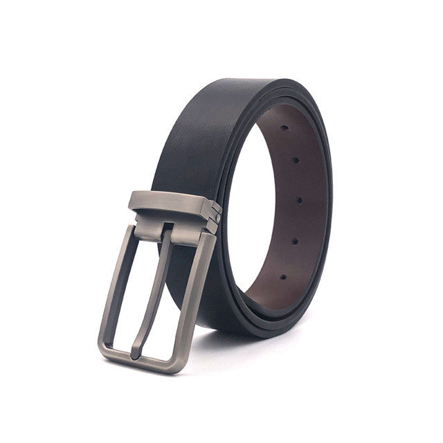 Men's Leather Belt Gift Box Double Color Pin Buckle Leather Belt