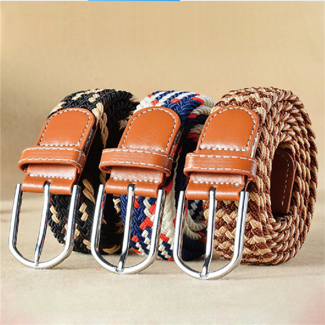  Customized Wholesale High Quality Polyester Knitted Elastic Braided Mens Rope Belt 