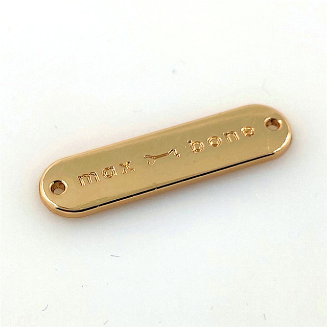 Custom clothing brand logo gold metal bag tags plate label name tag