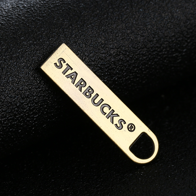Matte Black Logo Engraved Custom Zinc Alloy Zipper Puller #5 Garment Zipper Slider