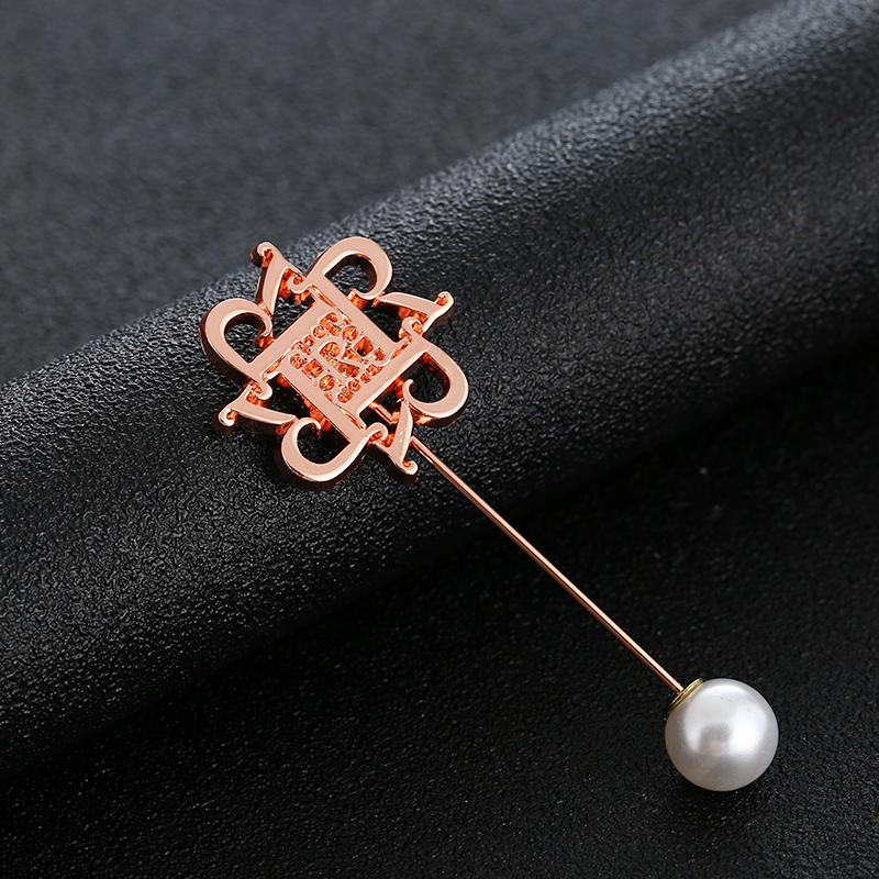 Double Heart Fashion Custom Gold Plating Brooch Metal Alloy Lady Pearl Pin Brooch