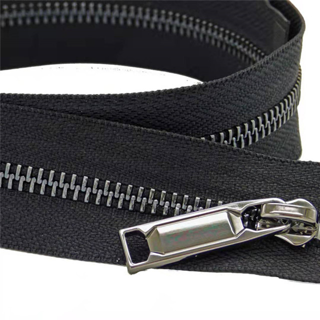 Custom Size Black Tape Eco-friendly Fancy High Polished Plating Durable Close-End Metal Zipper For Jacket And Garment 