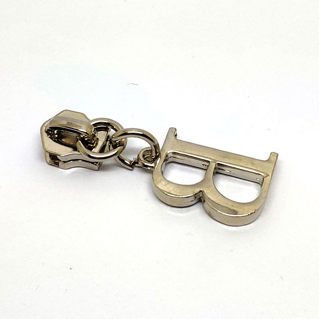 Elegant Strong Letter B Design Custom Nickle Zipper Puller Professional Manufacturer