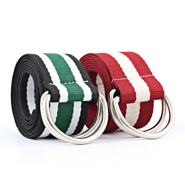 Double D Ring Cotton Canvas Belt Colorful Women's Jean Belt for Decoration Wholesale Custom