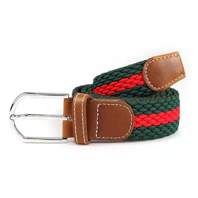 Hot Sale Fashionable Woven Mixed Color Rope Elastic Waist Belt With Zinc Alloy Metal Belt Buckle 