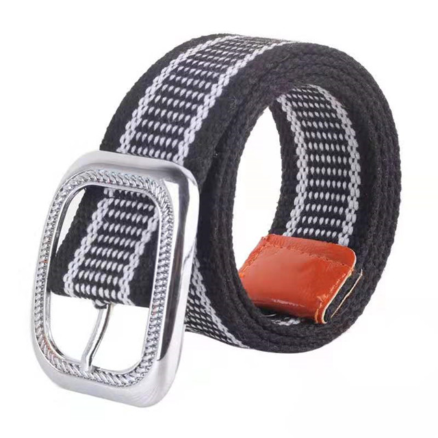 High Quality Alloy Buckle Material Fashionable Canvas Stripe Men Belts 