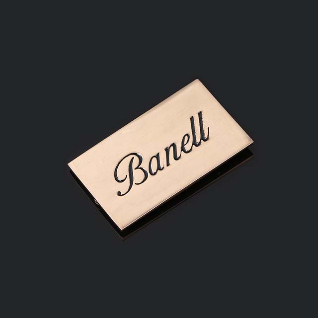 High Quality Rectangle Custom Brand Logo Engraved Metal Label Plate Tag for Bag Metal nameplate zinc alloy tag